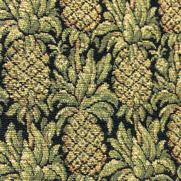 Vintage My Maine Bag Large Canvas Tote Bag Brocade Pineapple Design Zip Close - Picture 3 of 11